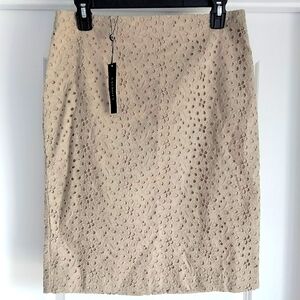 NWT 6 Talbots Tan Eyelet Floral Lace Lined Pencil Skirt Knee Length NEW